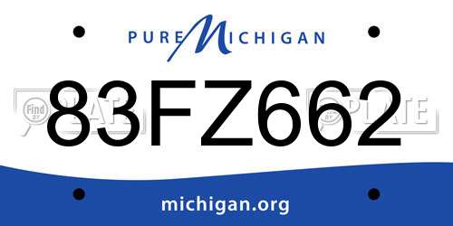 83FZ662 Michigan License Plate
