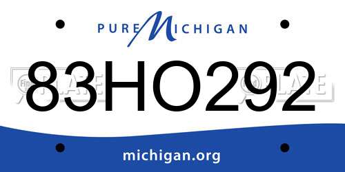 83HO292 Michigan License Plate