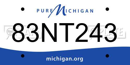 83NT243 Michigan License Plate