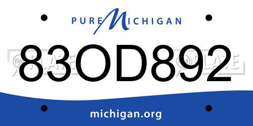 83OD892 Michigan License Plate