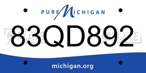 83QD892 Michigan License Plate