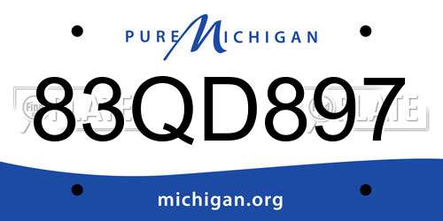 83QD897 Michigan License Plate