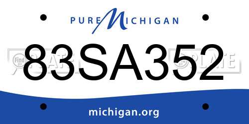 83SA352 Michigan License Plate