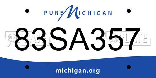 83SA357 Michigan License Plate