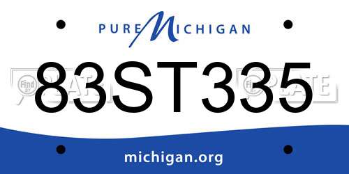 83ST335 Michigan License Plate