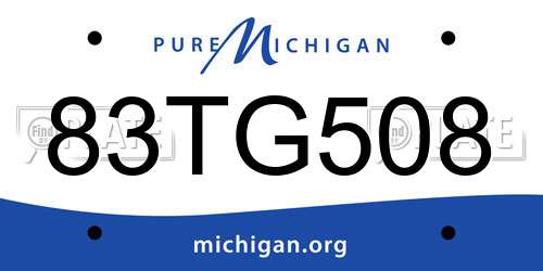83TG508 Michigan License Plate
