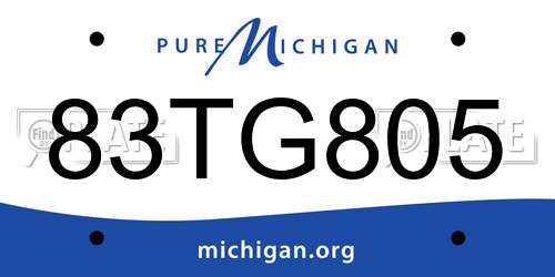 83TG805 Michigan License Plate