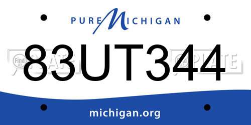 83UT344 Michigan License Plate