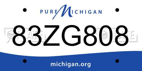 83ZG808 Michigan License Plate