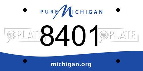 8401 Michigan License Plate