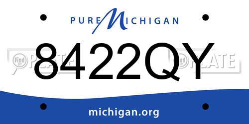8422QY Michigan License Plate