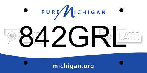 842GRL Michigan License Plate