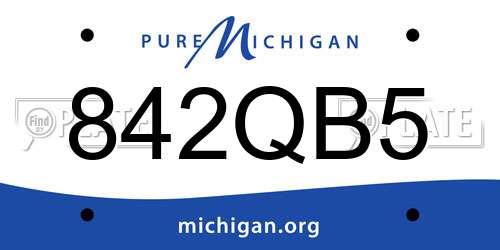 842QB5 Michigan License Plate