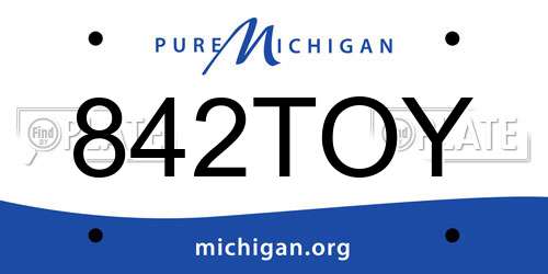 842TOY Michigan License Plate