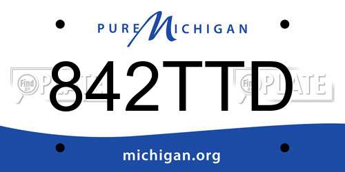 842TTD Michigan License Plate