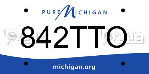 842TTO Michigan License Plate