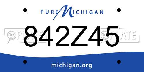 842Z45 Michigan License Plate
