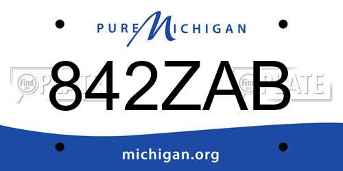 842ZAB Michigan License Plate