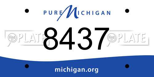 8437 Michigan License Plate