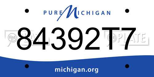 84392T7 Michigan License Plate