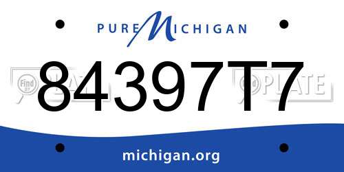 84397T7 Michigan License Plate