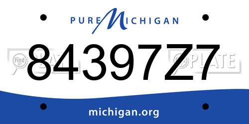 84397Z7 Michigan License Plate