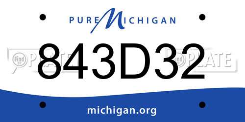 843D32 Michigan License Plate