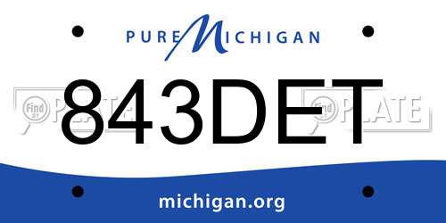 843DET Michigan License Plate