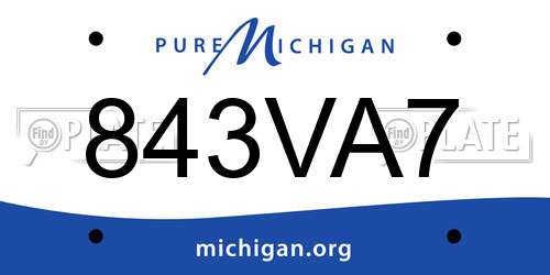 843VA7 Michigan License Plate