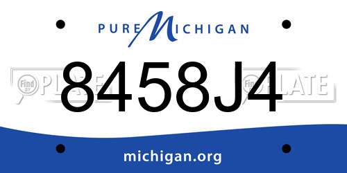 8458J4 Michigan License Plate
