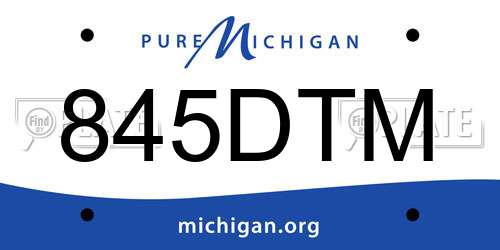 845DTM Michigan License Plate
