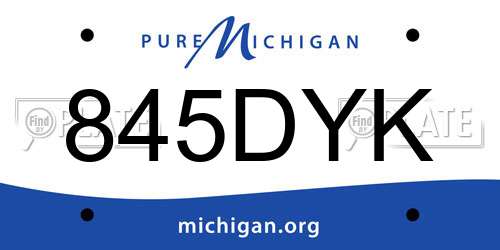 845DYK Michigan License Plate