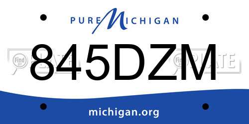 845DZM Michigan License Plate