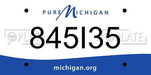 845I35 Michigan License Plate