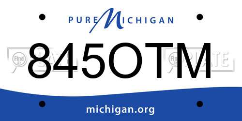 845OTM Michigan License Plate