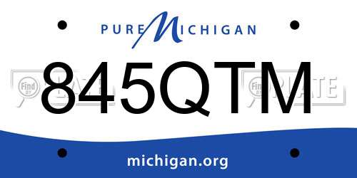 845QTM Michigan License Plate