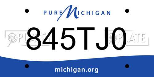 845TJ0 Michigan License Plate