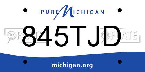 845TJD Michigan License Plate