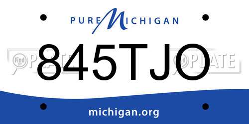 845TJO Michigan License Plate