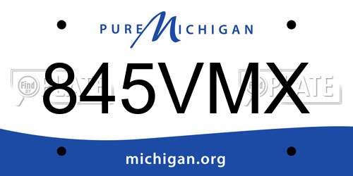 845VMX Michigan License Plate