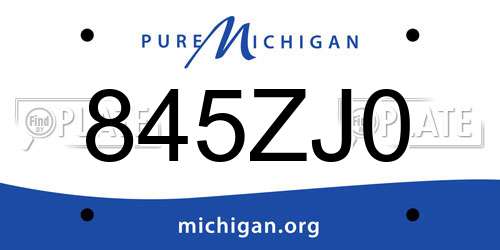 845ZJ0 Michigan License Plate