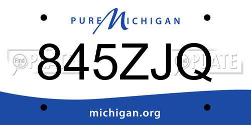 845ZJQ Michigan License Plate