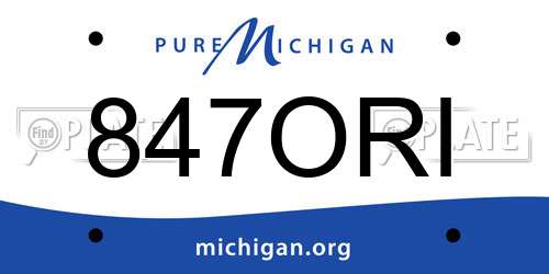 847ORI Michigan License Plate