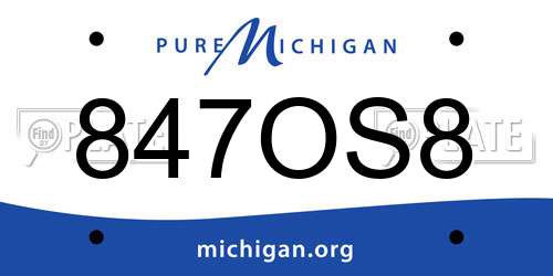 847OS8 Michigan License Plate