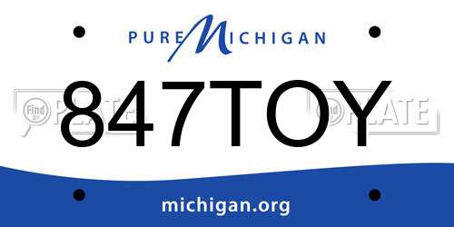 847TOY Michigan License Plate