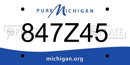 847Z45 Michigan License Plate