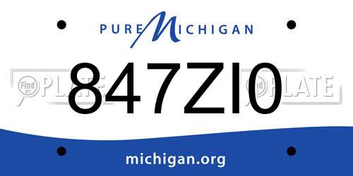 847ZI0 Michigan License Plate