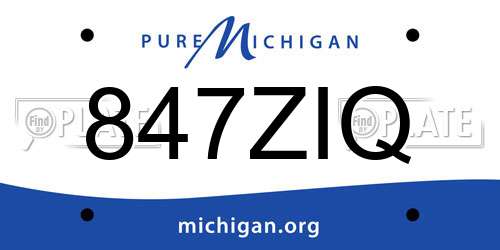 847ZIQ Michigan License Plate
