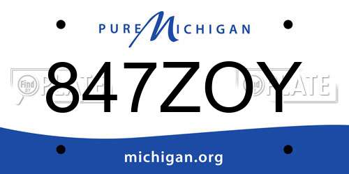 847ZOY Michigan License Plate