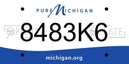 8483K6 Michigan License Plate